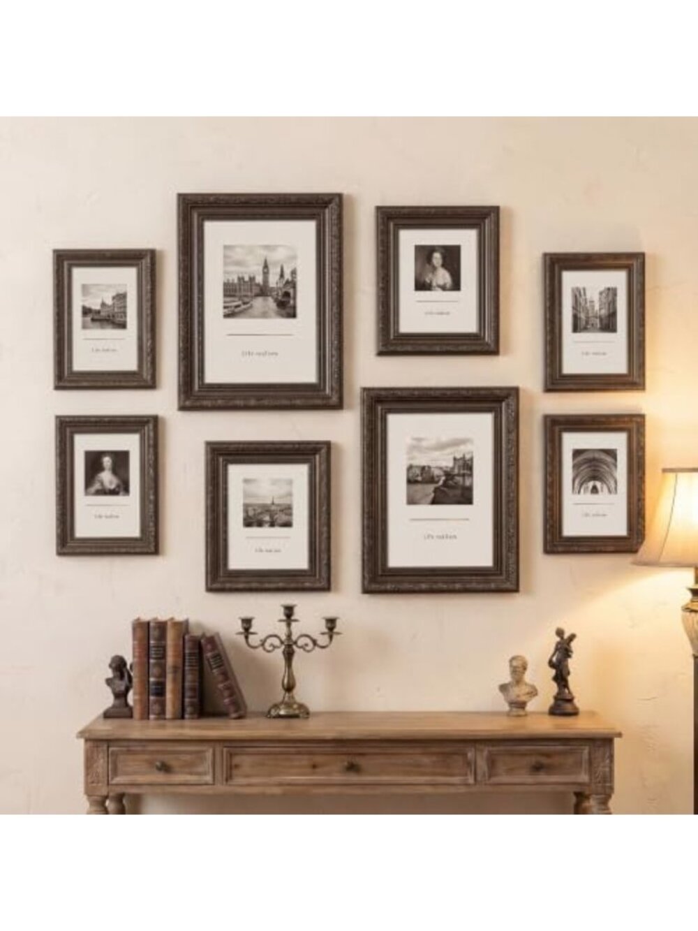 Vintage Dark Brown Picture Frames Set - 8 Pcs (8x10, 5x7, 4x6) Home Decor - Picture 2 of 7